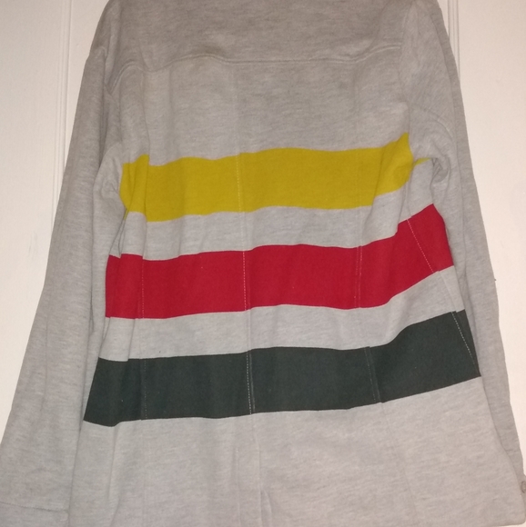 BDG Wool 3 Stripes(yellow,red, green) 6 Button Peacoat jacket - Picture 4 of 8